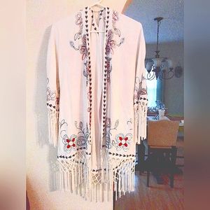 ARIAT BENNETT KIMONO CARDIGAN JACKET XL EMBROIDERED FRINGE Worn only once!!!